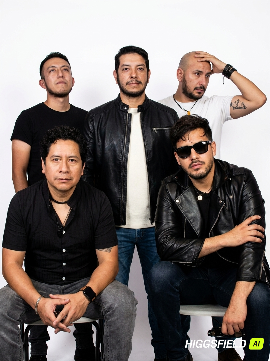 Los cinco integrantes de Queremos Pastel en estudio